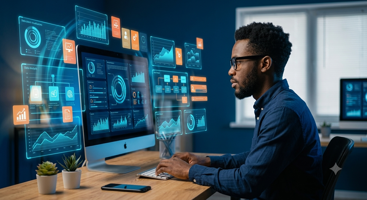 Developer working on enterprise software at a desk